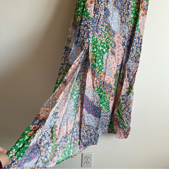 Topshop Austin Floral Print Multicolored Angle Sleeve Open Back Dress Size 4 - Picture 7 of 14